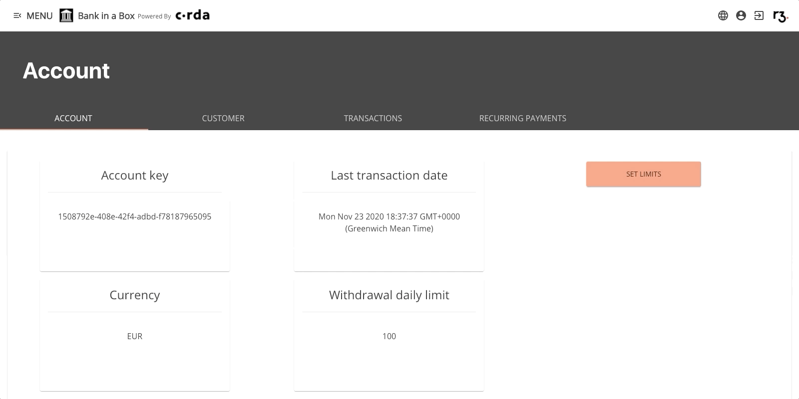 Set withdrawal and transfer limits - customer
